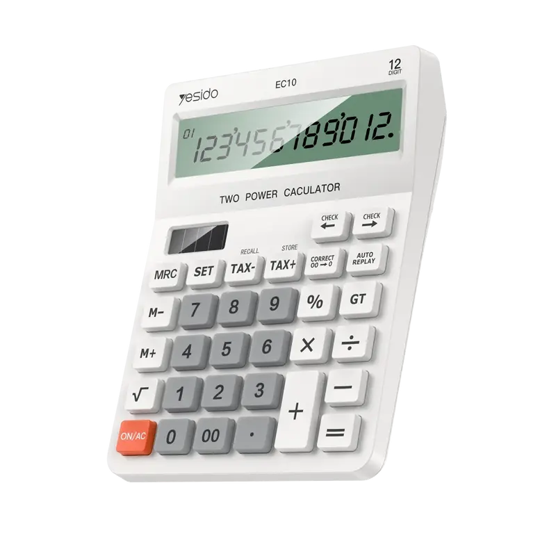 Yesido EC10 Güneş Enerjili Hesap Makinesi - Beyaz