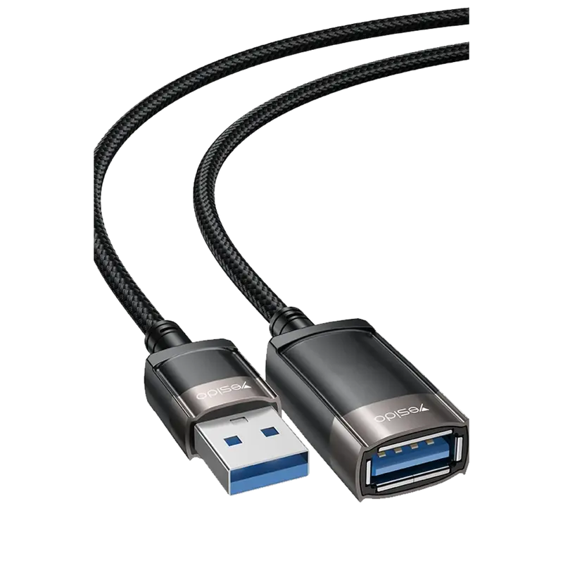 Yesido GS26 1.5M USB to Dişi USB 480 Mbps Data Aktarım Hızlı Dönüştürücü Kablo - Siyah