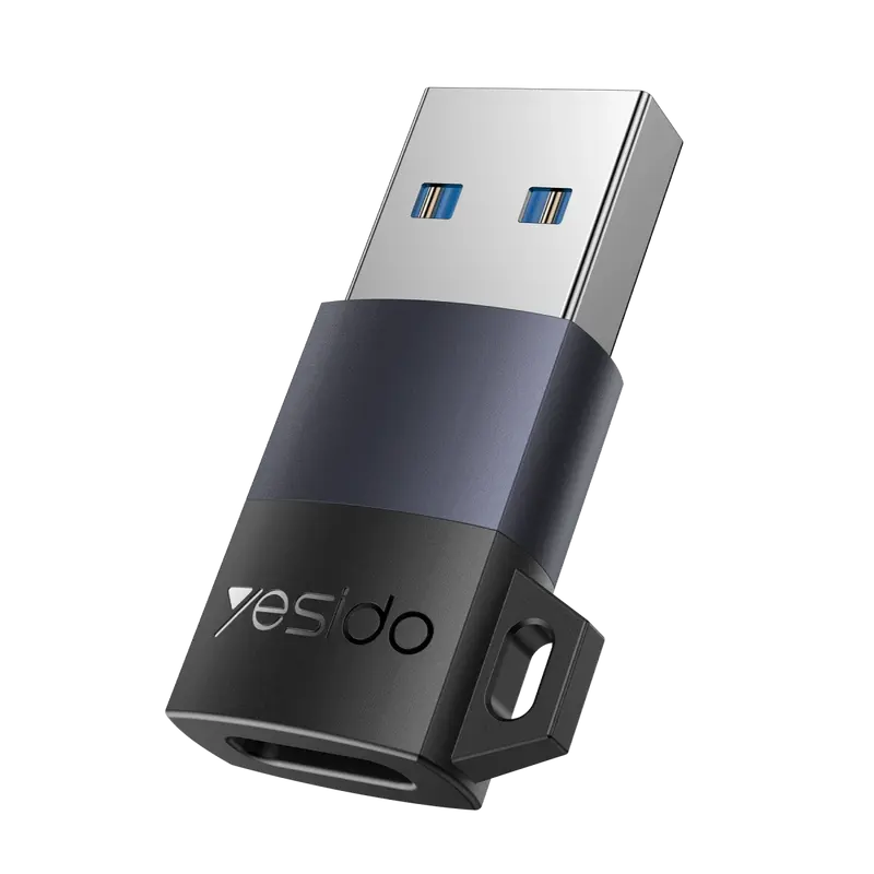 Yesido GS34 USB to Type-C 480 Mbps Data ve 18W Hızlı Şarj Destekli OTG Dönüştürücü - Siyah