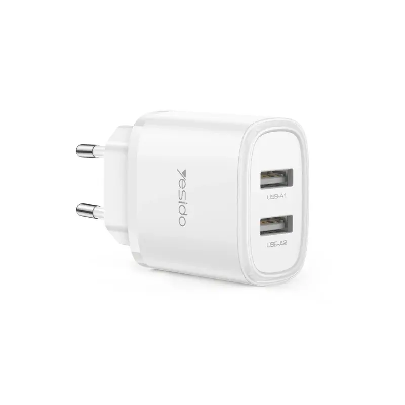 Yesido YC72 2 Adet 12W USB Çıkışlı Hızlı Şarj Cihazı - Beyaz