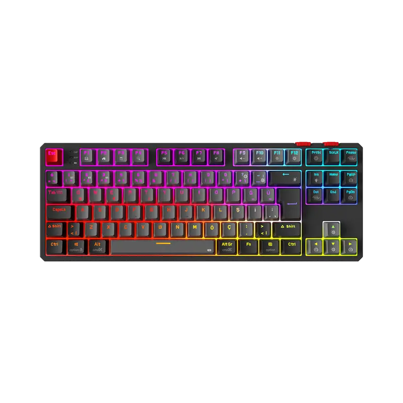 Yoru TKL Pro RGB Outemu Red Switch Mekanik Kablosuz Oyuncu Klavyesi-Gri/Siyah
