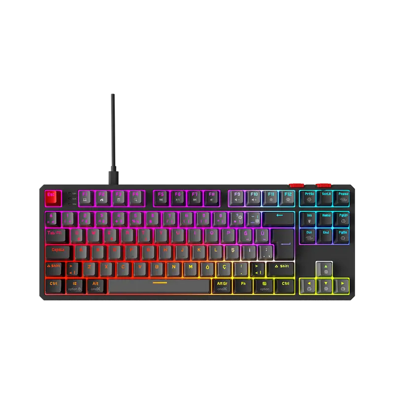 Yoru TKL RGB Outemu Red Switch Mekanik Oyuncu Klavyesi-Gri/Siyah
