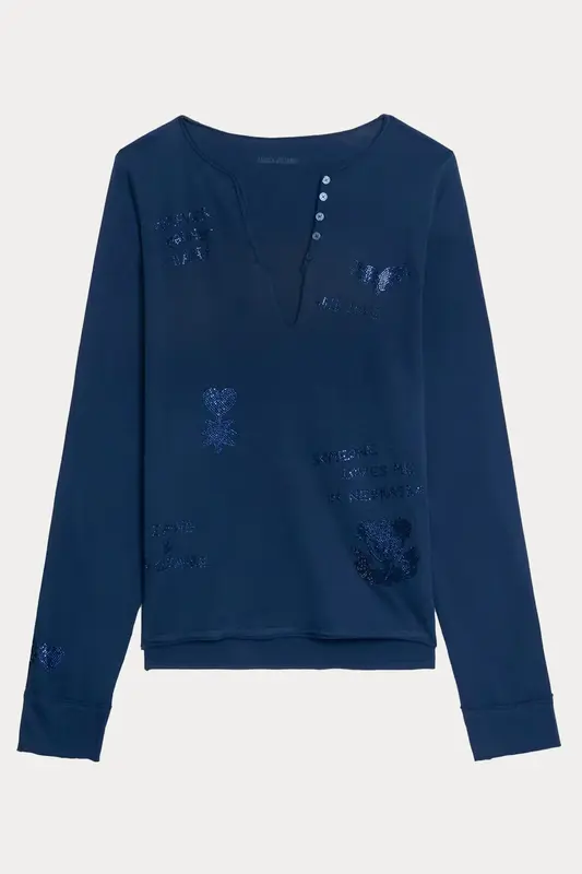 Zadig & Voltaire Regular Fit V Yaka Trok Logolu T-shirt