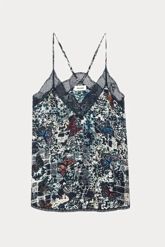 Zadig & Voltaire Renkli Desenli Dantel Nakış Askılı Bluz