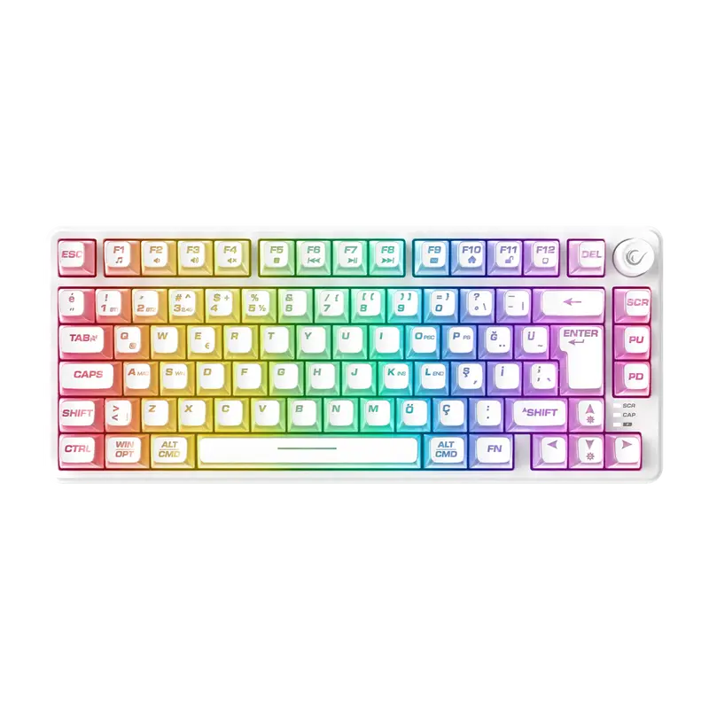 ZEPHYRA 75 Beyaz RGB US Q Sessiz Membrane Oyuncu Klavyesi